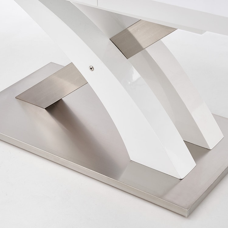 Stół rozkładany Reinosa 160-220x90 cm biały ze szklanym blatem  - zdjęcie 4