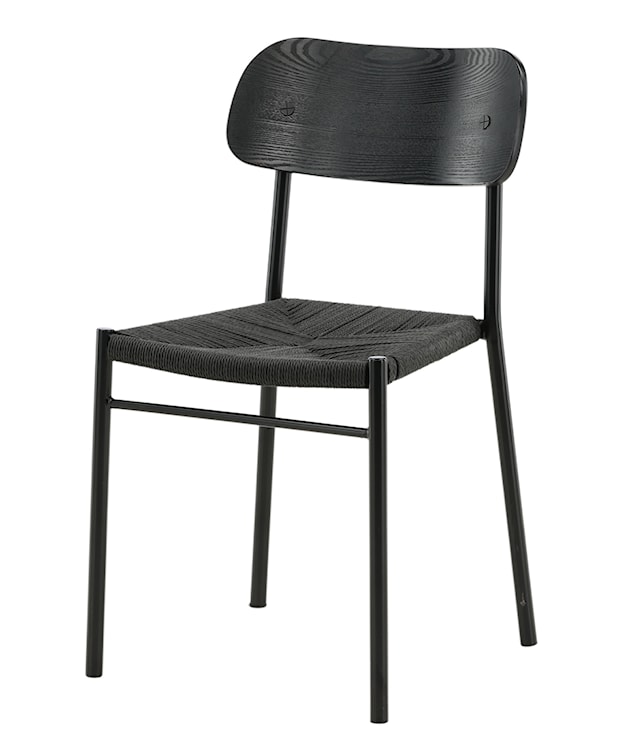 Krzesło drewniane Blimment plecione siedzisko czarne 