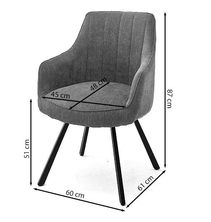 Krzesło z podłokietnikami Lonizer obrotowe antracytowe  - zdjęcie 9
