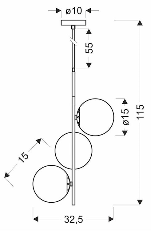 Lampa wisząca Duo x3 czarno-złota z białymi kloszami  - zdjęcie 3