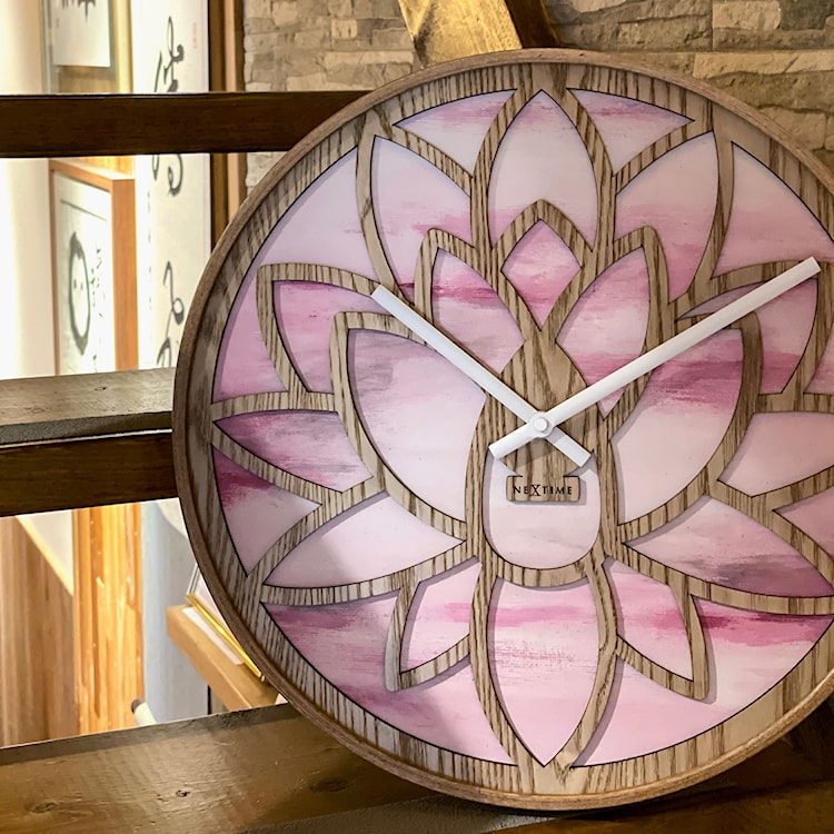 Zegar ścienny Lotus 40 cm różowo-brązowy  - zdjęcie 3