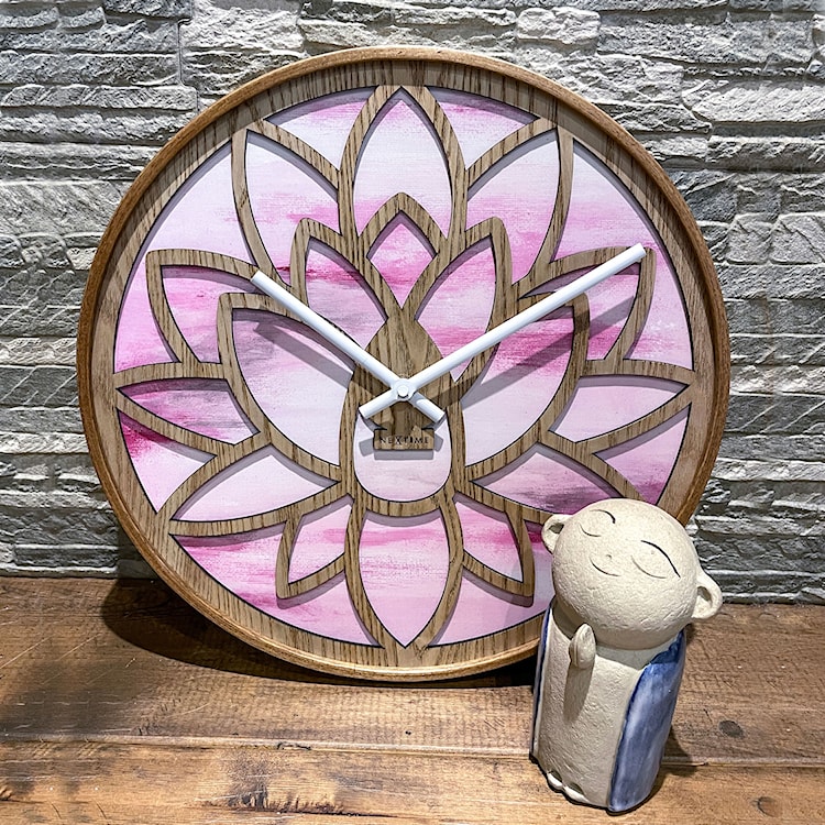 Zegar ścienny Lotus 40 cm różowo-brązowy  - zdjęcie 4