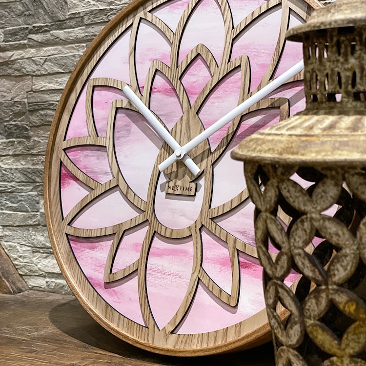 Zegar ścienny Lotus 40 cm różowo-brązowy  - zdjęcie 5