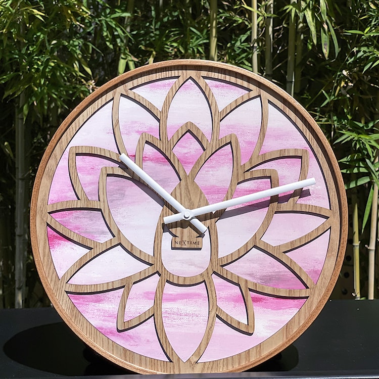 Zegar ścienny Lotus 40 cm różowo-brązowy  - zdjęcie 6