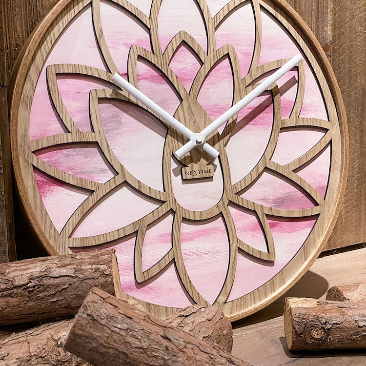 Zegar ścienny Lotus 40 cm różowo-brązowy  - zdjęcie 7