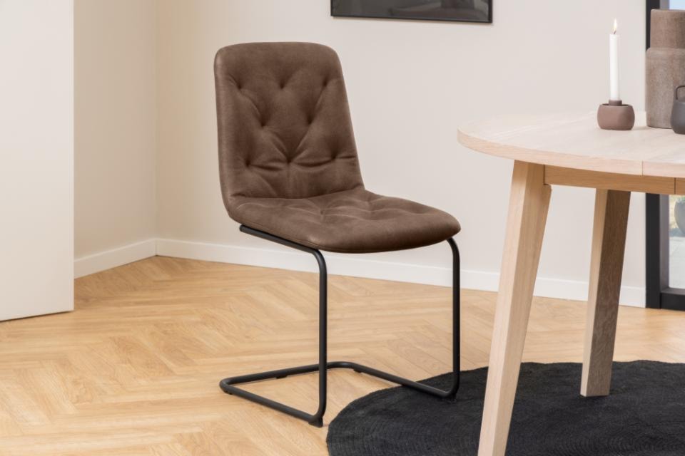 Krzesło tapicerowane Pallowled na płozach brązowa ekoskóra  - zdjęcie 4
