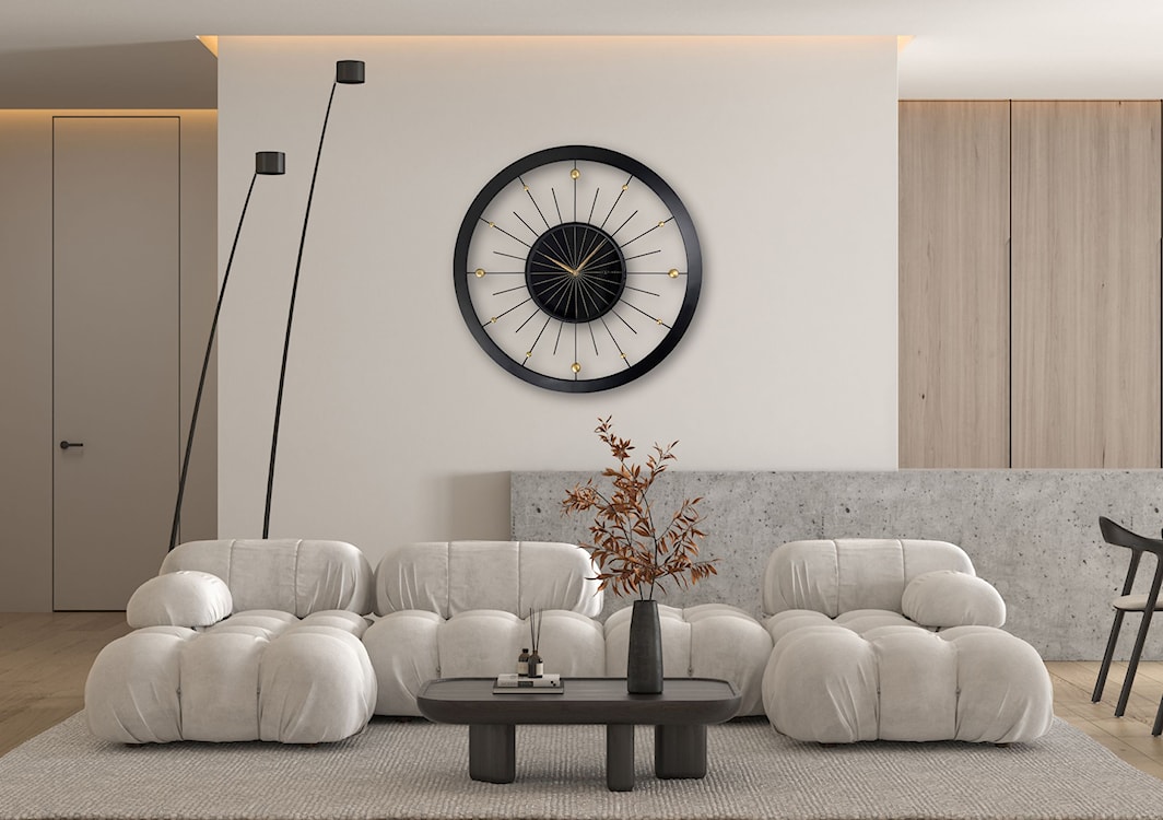 Zegar ścienny Orbit 90 cm czarno-złoty  - zdjęcie 2