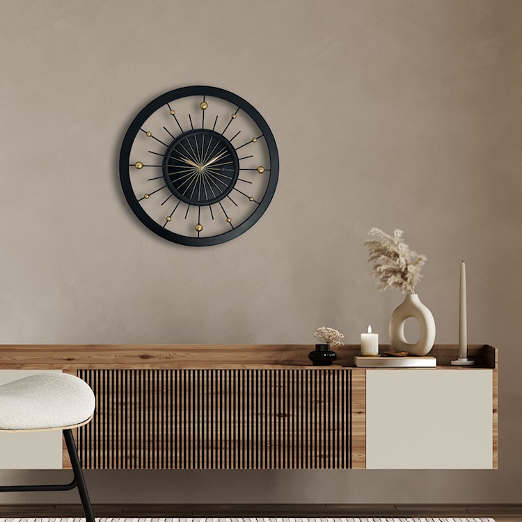 Zegar ścienny Orbit 60 cm czarno-złoty  - zdjęcie 2