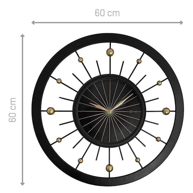 Zegar ścienny Orbit 60 cm czarno-złoty  - zdjęcie 7