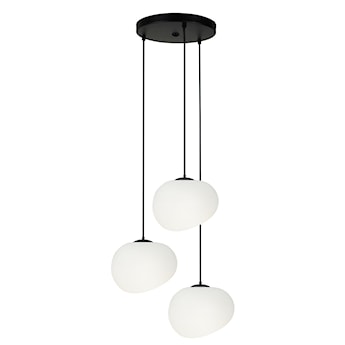 Lampa wisząca Stones x3 na okrągłej podsufitce białe klosze