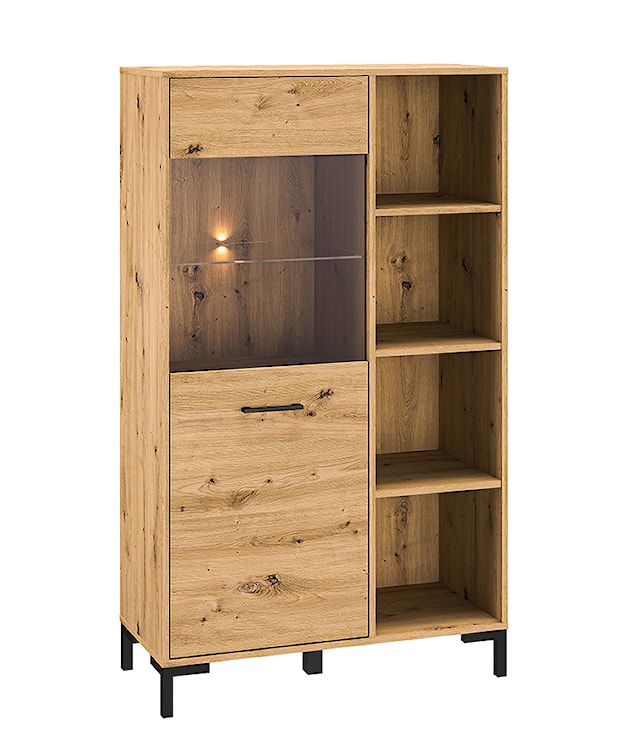 Witryna Ballarti 90 cm z otwartymi półkami Dąb artisan 