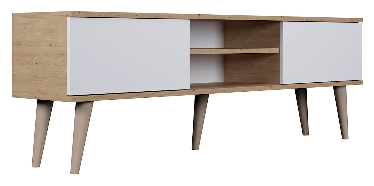 Szafka RTV Damally 160 cm dąb artisan/biała  - zdjęcie 4