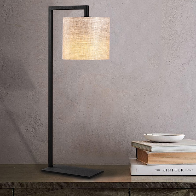 Lampa stołowa Gicanna klasyczna średnica 20 cm kremowa/czarna  - zdjęcie 5