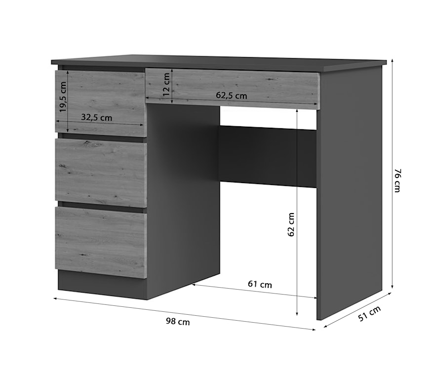 Biurko Hottamy 98x51 cm białe lewostronne  - zdjęcie 4