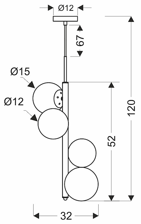 Lampa wisząca Cordel x4 mosiężna z białymi kloszami  - zdjęcie 5