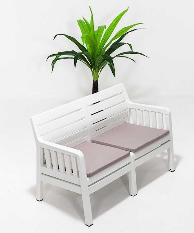 Sofa ogrodowa dwuosobowa Scrally z tworzywa sztucznego biała  - zdjęcie 2