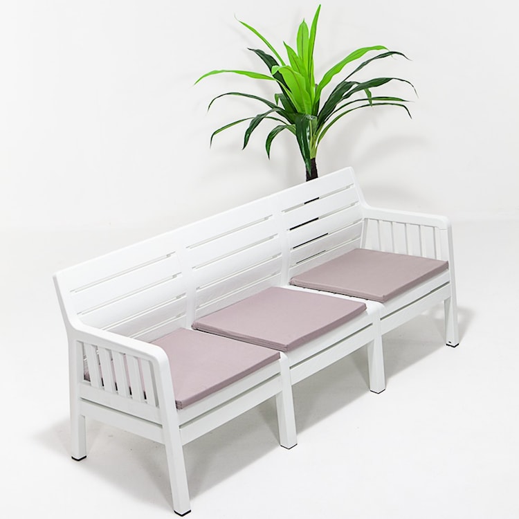 Sofa ogrodowa trzyosobowa Scrally z tworzywa sztucznego biała  - zdjęcie 4