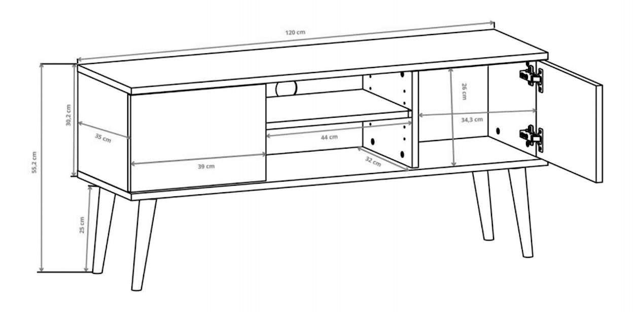 Szafka RTV Damally 120 cm biała  - zdjęcie 9