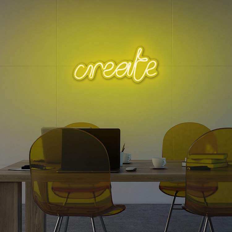 Neon na ścianę Letely z napisem Create żółty  - zdjęcie 5