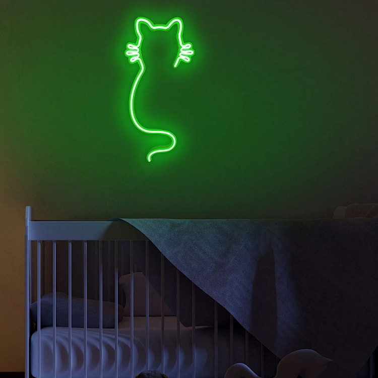 Neon na ścianę Letely w kształcie kota zielony  - zdjęcie 4