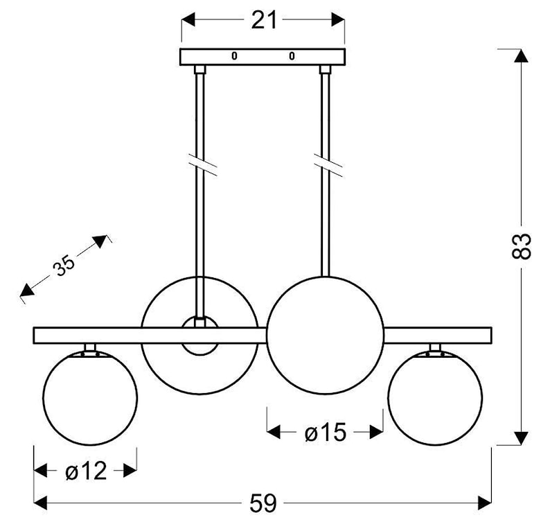 Lampa wisząca Kama x4 mosiężna z białymi kloszami  - zdjęcie 4