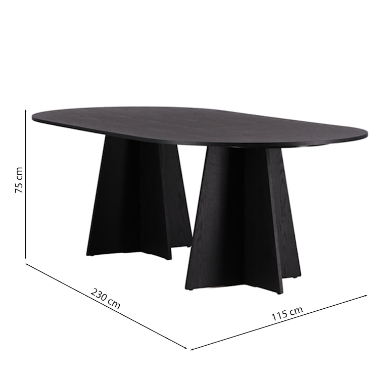 Stół do jadalni Quishly owalny 115x230 cm/dąb czarny  - zdjęcie 10