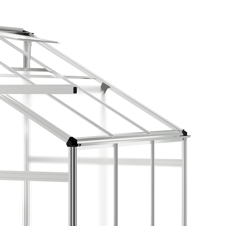 Szklarnia ogrodowa  aluminiowa poliwęglanowa 2,3 m2 trzysekcyjna z fundamentem 124x185 cm srebrna  - zdjęcie 3