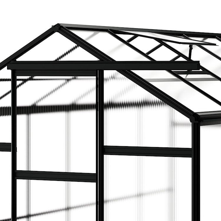 Szklarnia ogrodowa aluminiowa poliwęglanowa 6,72 m2 sześciosekcyjna z fundamentem 184x365 cm czarna  - zdjęcie 3