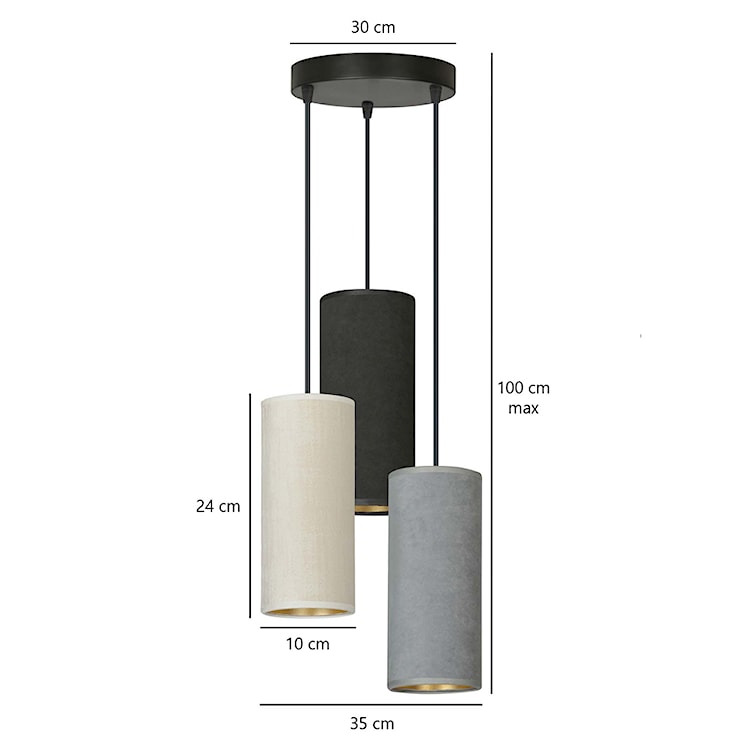 Lampa wisząca Bonett x3 asymetryczna średnica 35 cm mix kolorów  - zdjęcie 6