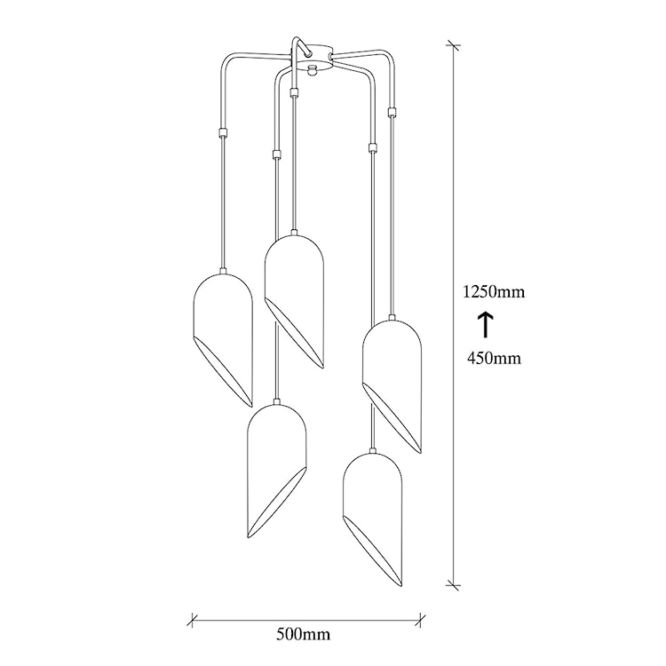 Lampa sufitowa Azariah x5 zakrzywiona średnica 12 cm czarna  - zdjęcie 5