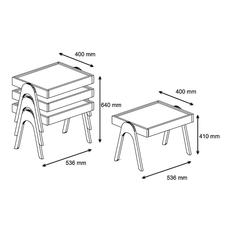 Zestaw stolików kawowych Flegetonte orzech  - zdjęcie 5