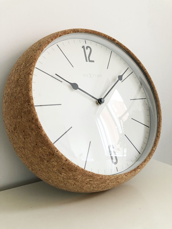 Zegar ścienny Cork 30 cm biało-brązowy  - zdjęcie 2