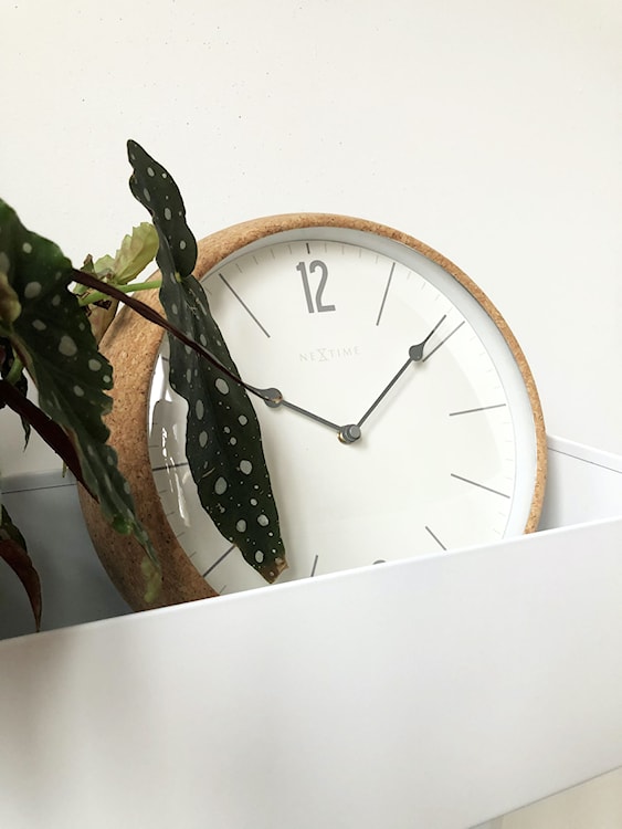 Zegar ścienny Cork 30 cm biało-brązowy  - zdjęcie 3