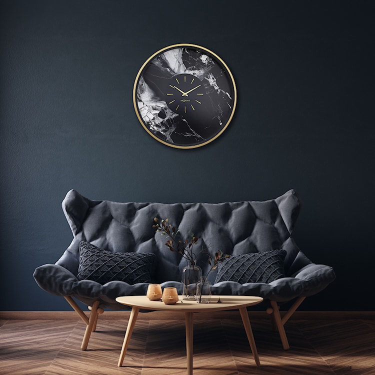 Zegar ścienny Marble 48 cm czarno-złoty  - zdjęcie 2