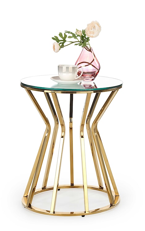 Stolik kawowy Plifies okrągły średnica 45 cm lustro/złoty  - zdjęcie 2