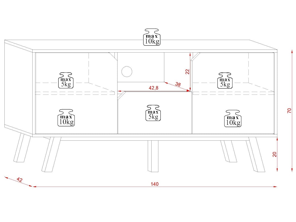 Szafka RTV Kinedi 140 cm Dąb craft złoty/ Biały  - zdjęcie 5