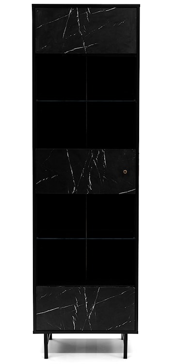 Witryna jednodrzwiowa Artimma 60 cm czarna/czarny marmur  - zdjęcie 3