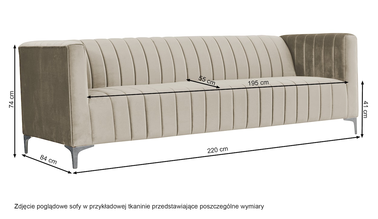 Sofa trzyosobowa Paramaribo granatowy welur  - zdjęcie 2