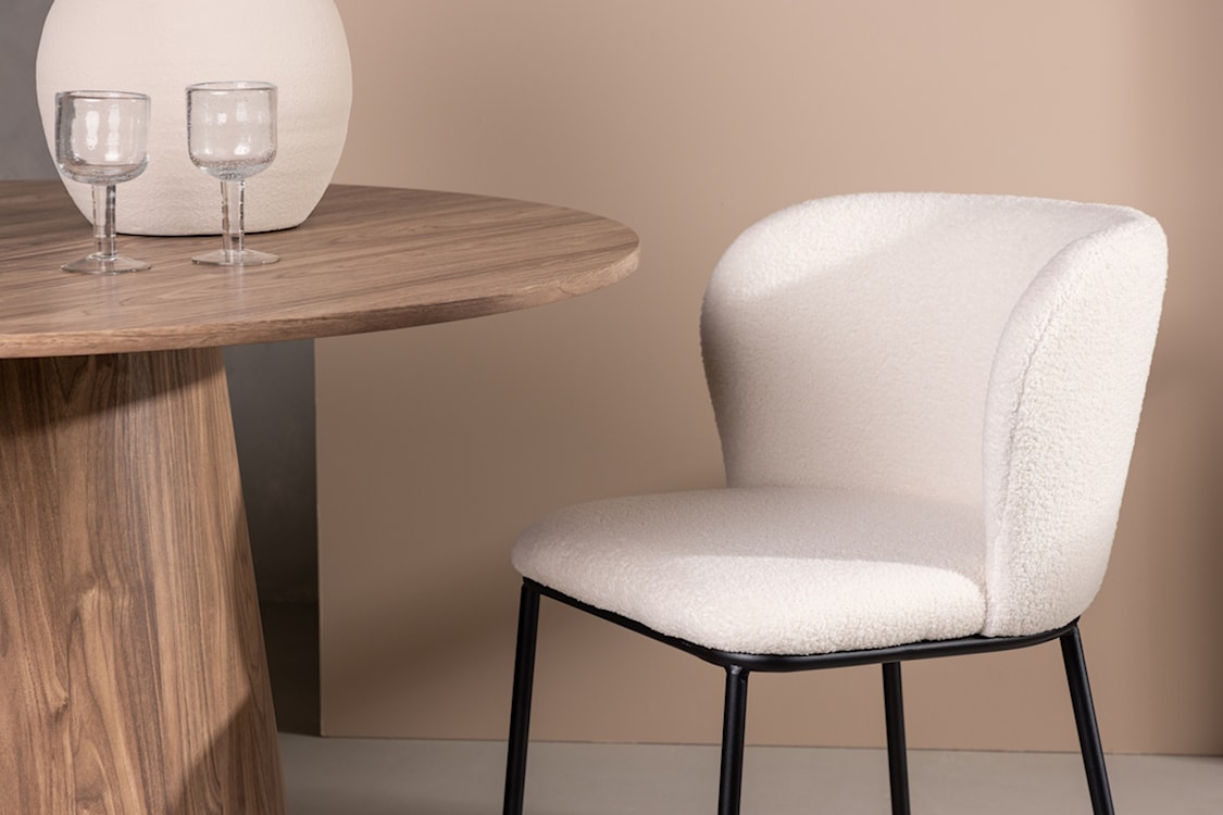 Krzesło tapicerowane Muells białe w tkaninie boucle  - zdjęcie 3