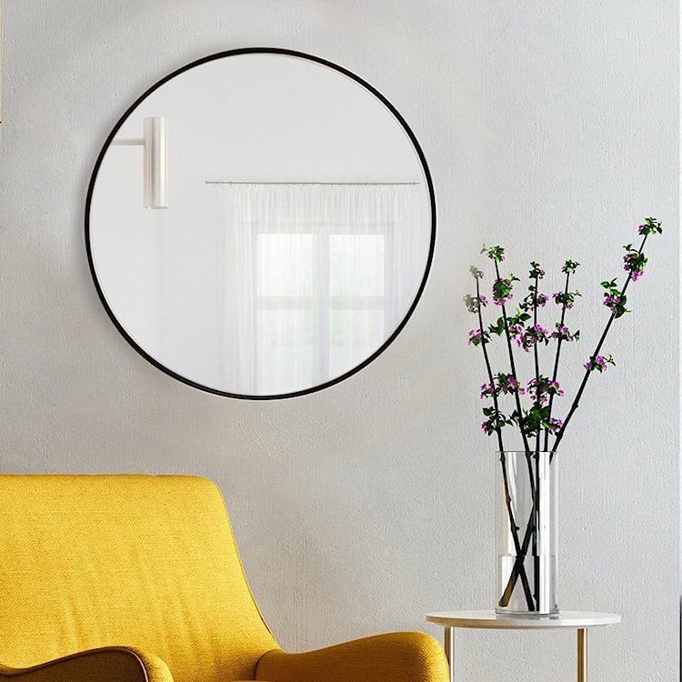 Lustro ścienne Tiny Border Round średnica 100 cm białe  - zdjęcie 2