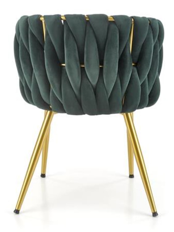 Krzesło tapicerowane Manvers zielone na złotej podstawie  - zdjęcie 2