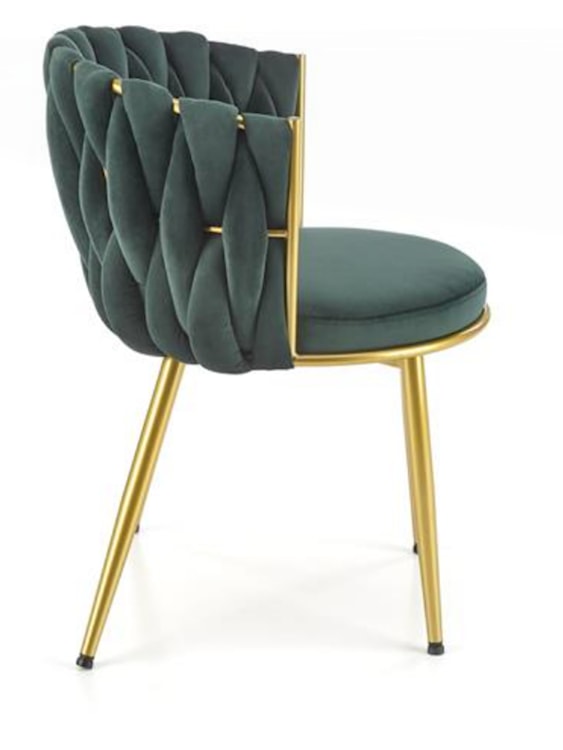 Krzesło tapicerowane Manvers zielone na złotej podstawie  - zdjęcie 3