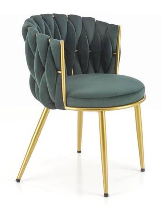 Krzesło tapicerowane Manvers zielone na złotej podstawie  - zdjęcie 4