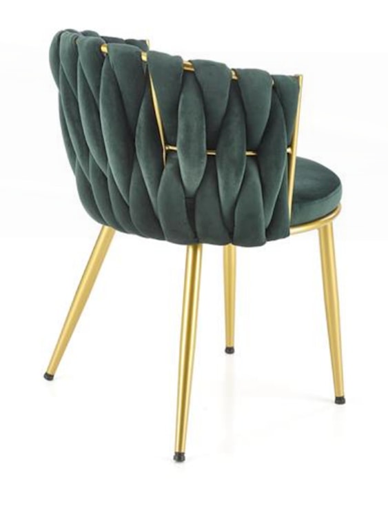 Krzesło tapicerowane Manvers zielone na złotej podstawie  - zdjęcie 5