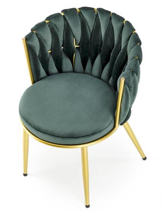 Krzesło tapicerowane Manvers zielone na złotej podstawie  - zdjęcie 7