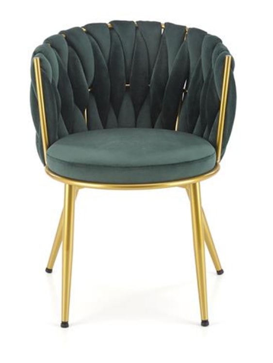 Krzesło tapicerowane Manvers zielone na złotej podstawie  - zdjęcie 8
