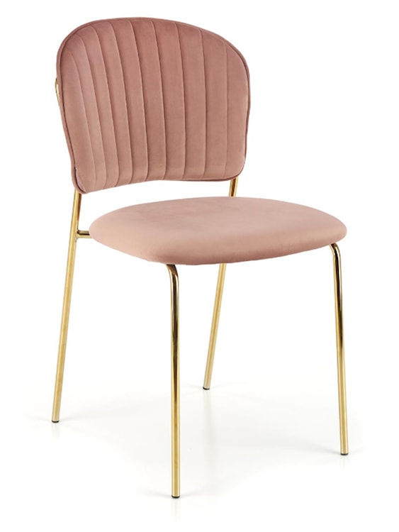 Krzesło tapicerowane Revisant różowy velvet na złotej podstawie 