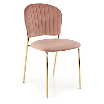 Krzesło tapicerowane Revisant różowy velvet na złotej podstawie