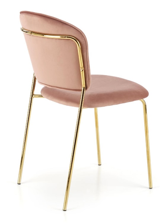 Krzesło tapicerowane Revisant różowy velvet na złotej podstawie  - zdjęcie 3