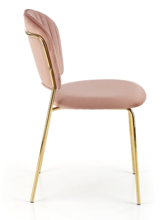 Krzesło tapicerowane Revisant różowy velvet na złotej podstawie  - zdjęcie 4
